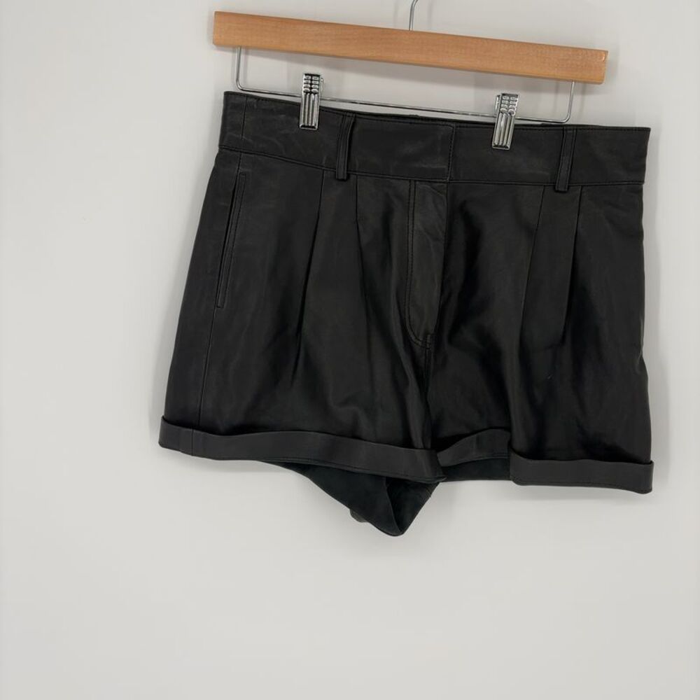 Frame Denim High Waist Black Leather Shorts